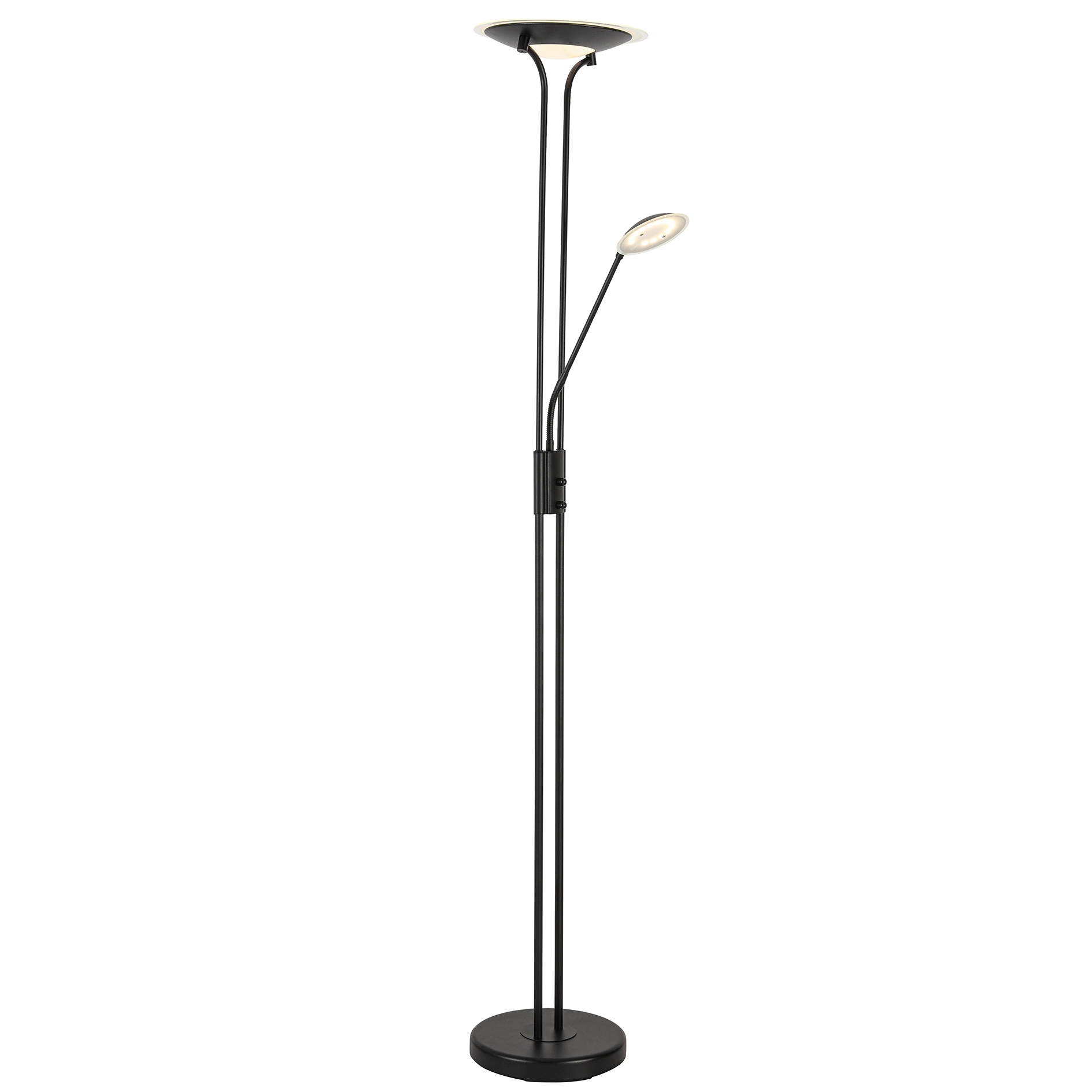 LAMPURA LED-Deckenfluter - schwarz - mit Lesearm - 180 cm
