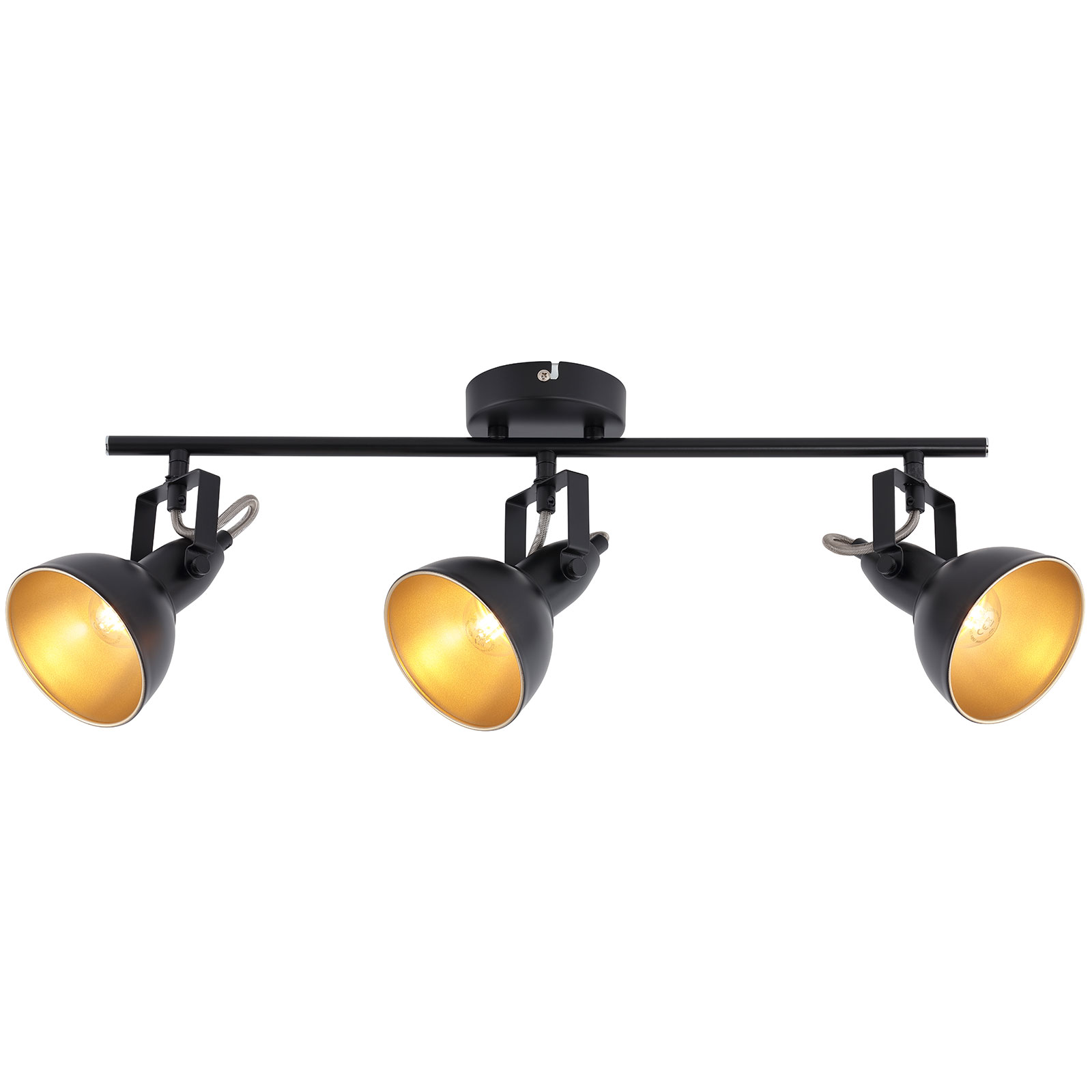 LAMPURA Spotbalken - schwarz-gold - 3-flammig - 55 cm