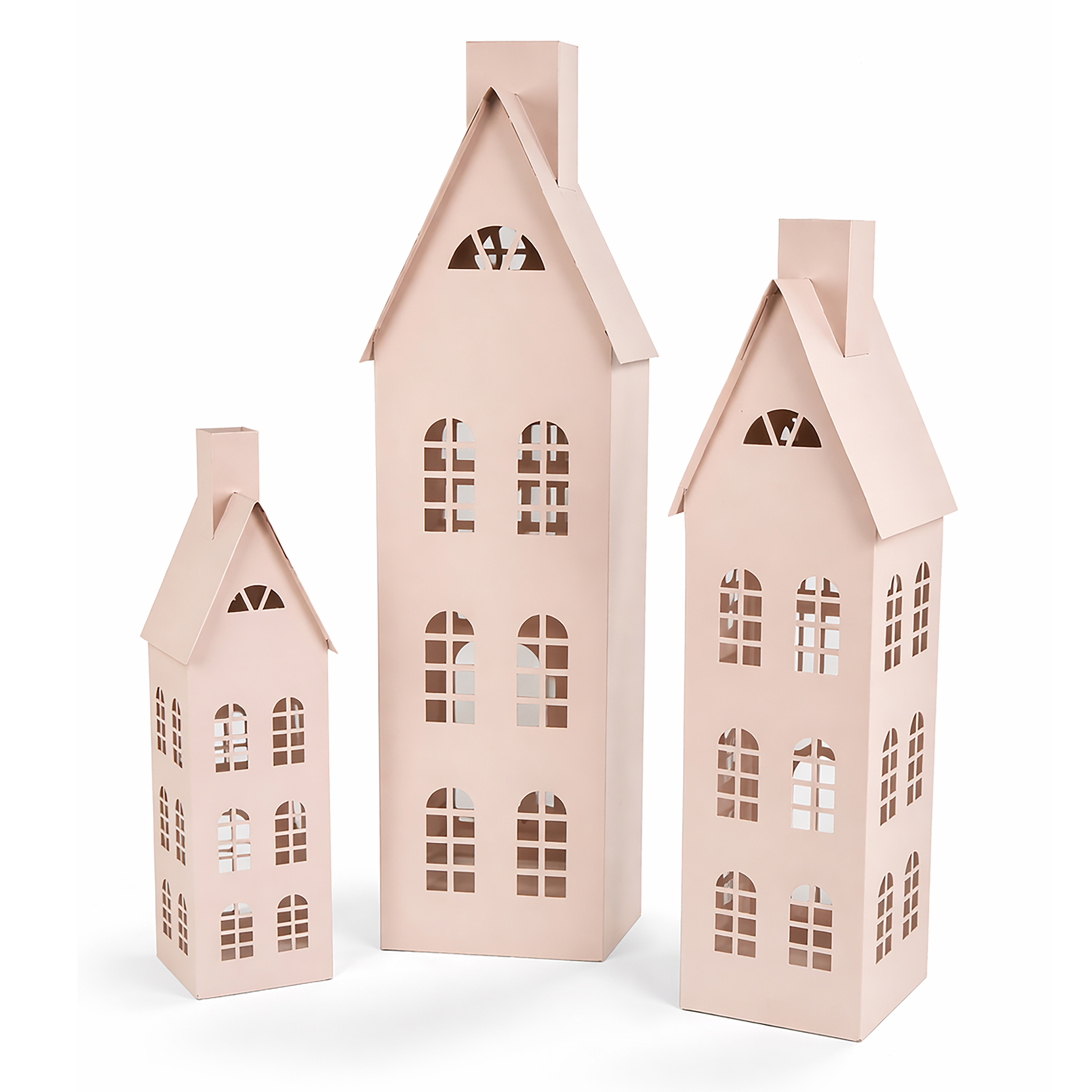 Laterne Haus - rosa - Metall - 45 cm hoch 