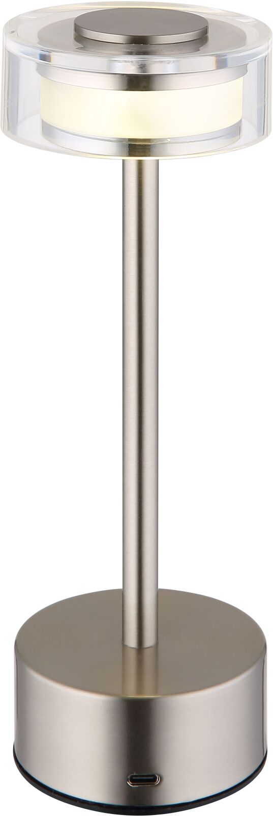 LED-Akku-Tischleuchte - nickelfarben matt - Touchdimmer - 23,5 cm