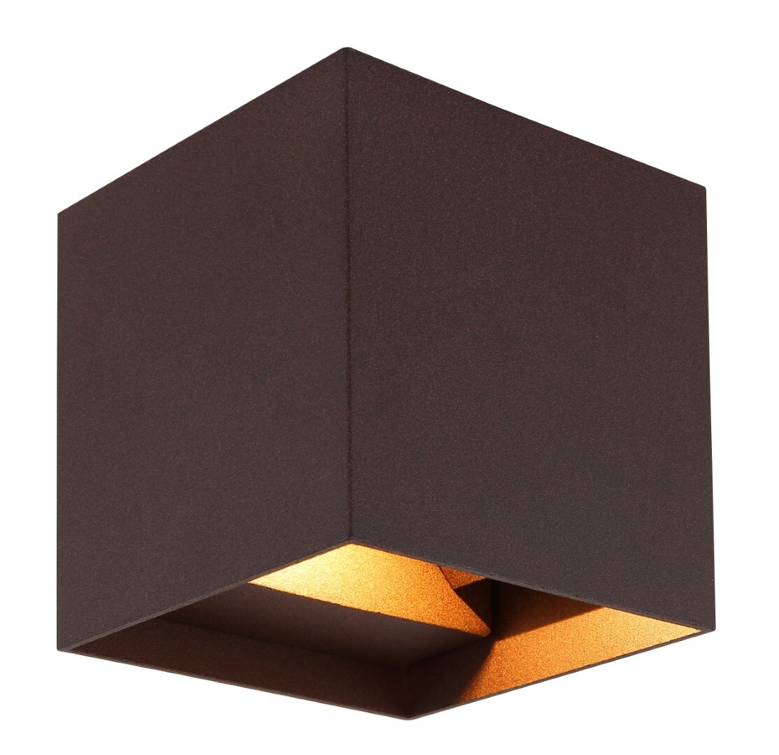 LED-Außenwandleuchte - rostfarben matt - 10x10 cm