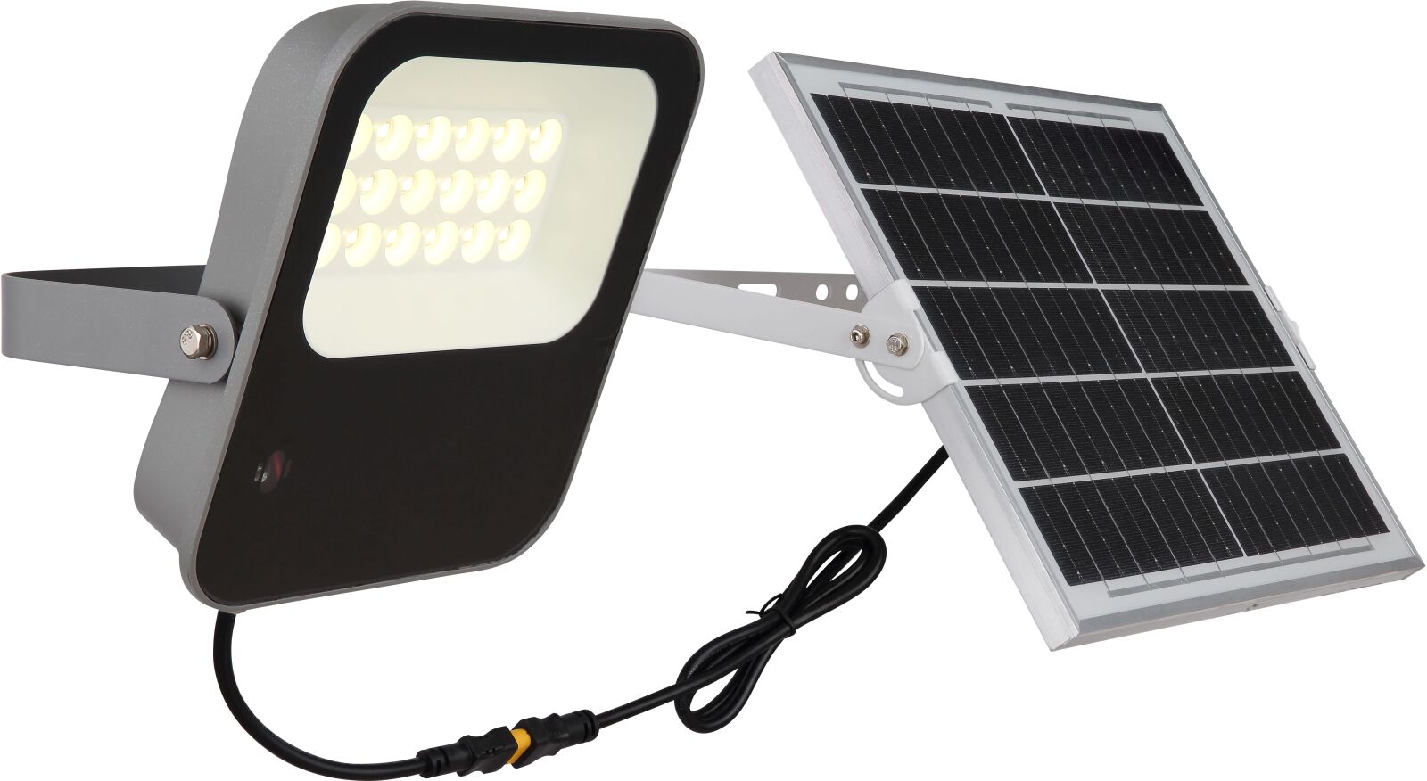 LED-Baustrahler-Solarleuchte - grau-schwarz - mit Fernbedienung