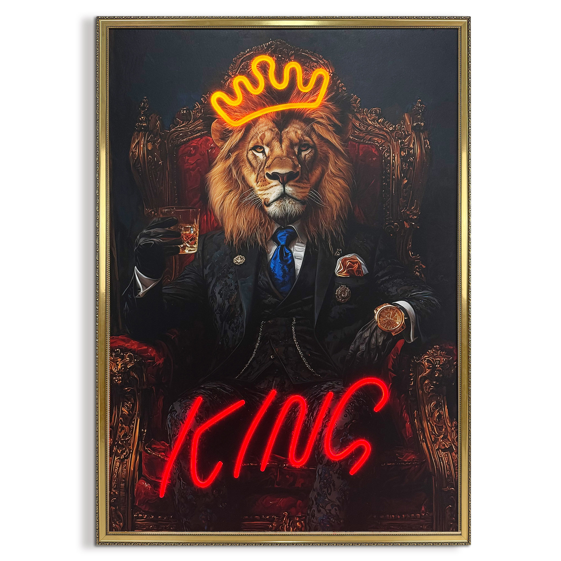LED-Bild KING LIO - gerahmt - Timer - 70x100 cm