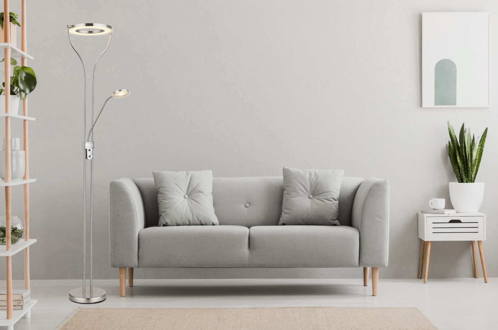 LED-Deckenfluter - nickel - dimmbar - 194 cm