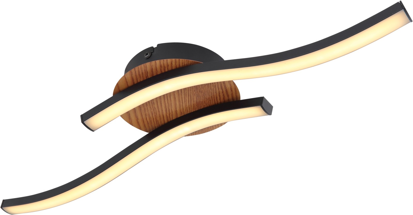 LED-Deckenlampe - schwarz-holzfarben - Metall - 51 cm breit