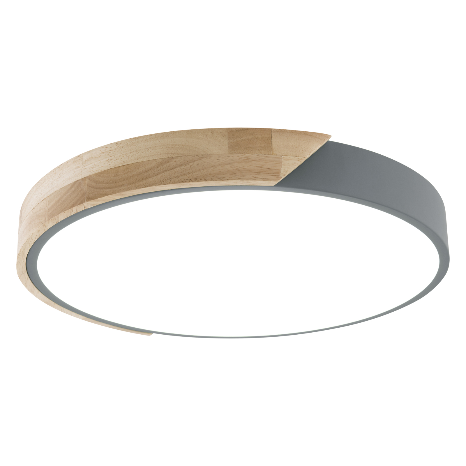 LED Deckenleuchte BORNEO - grau - Eiche - Ø 30 cm
