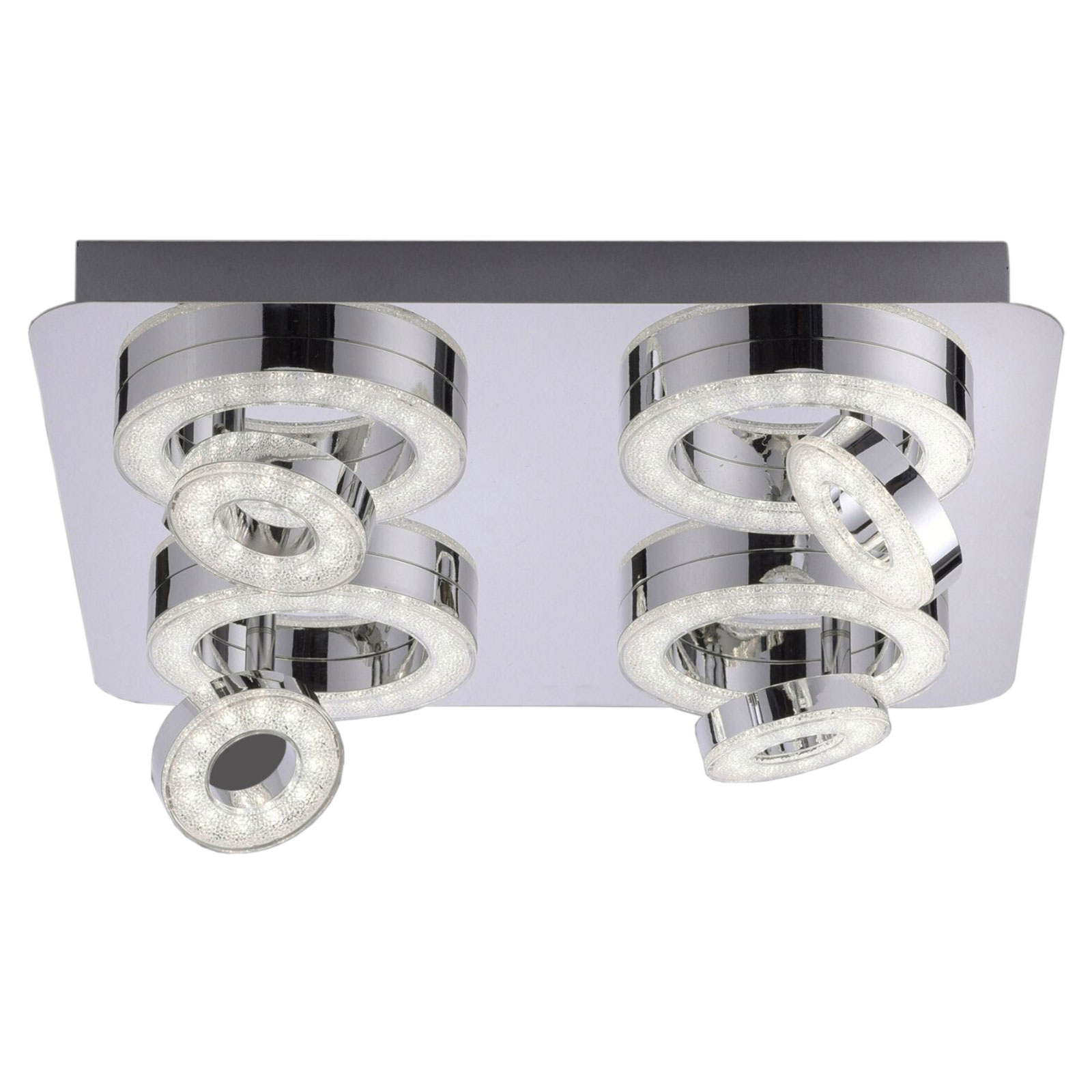 LED-Deckenleuchte - chrom - Kristalloptik - SmartHome