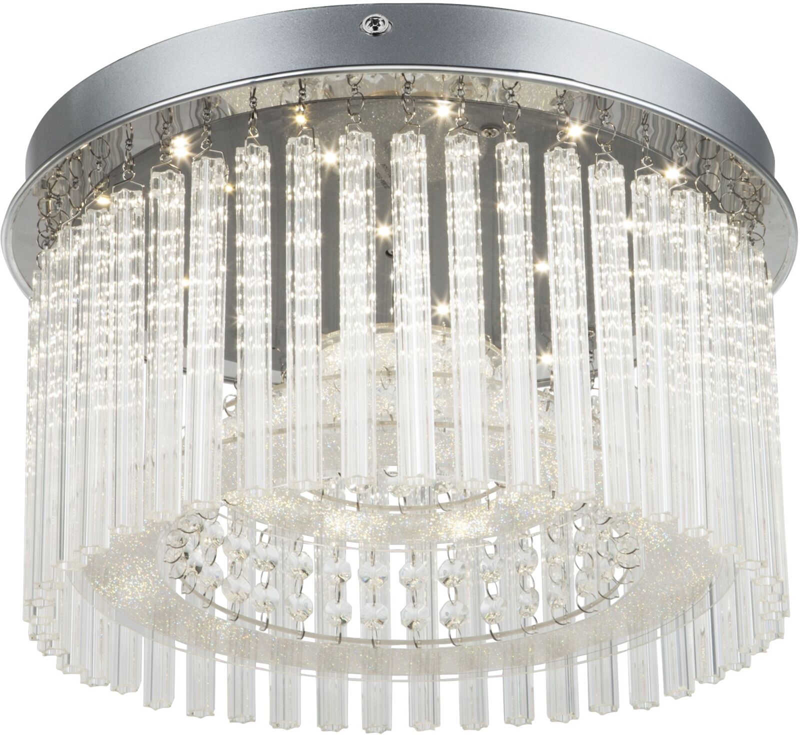 LED-Deckenleuchte - chromfarben-klar - Acryl Glasstäbe - K5 Kristalle