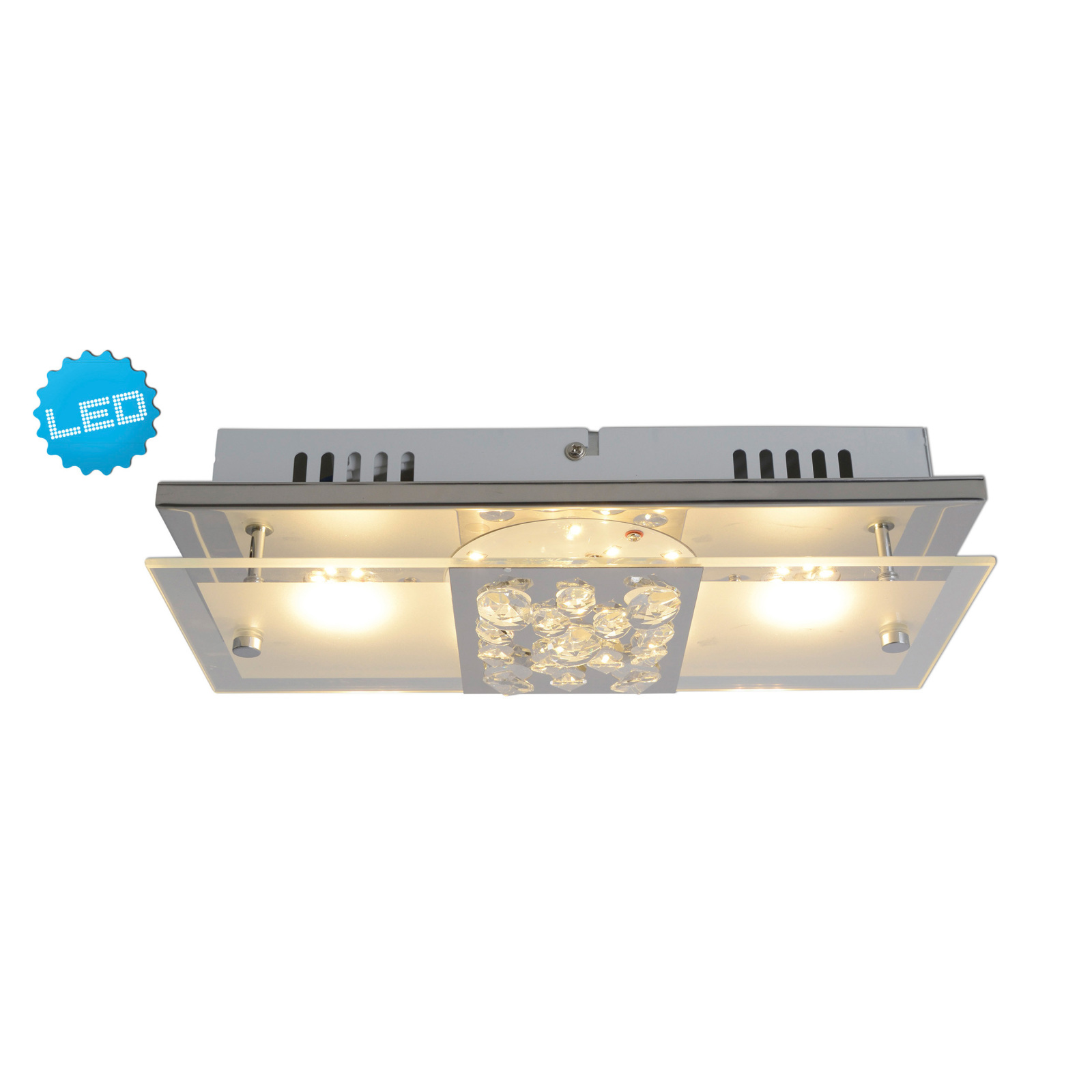 LED-Deckenleuchte CHUR - chrom - Dekosteine - 30 cm