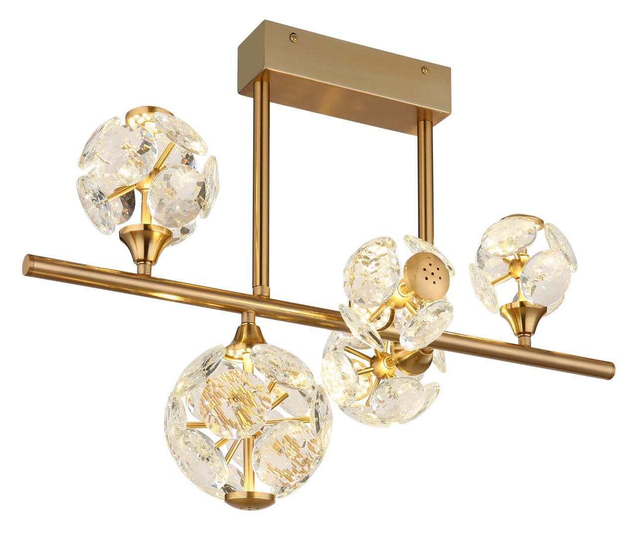 LED-Deckenleuchte - goldfarben - klar - 5-flammig