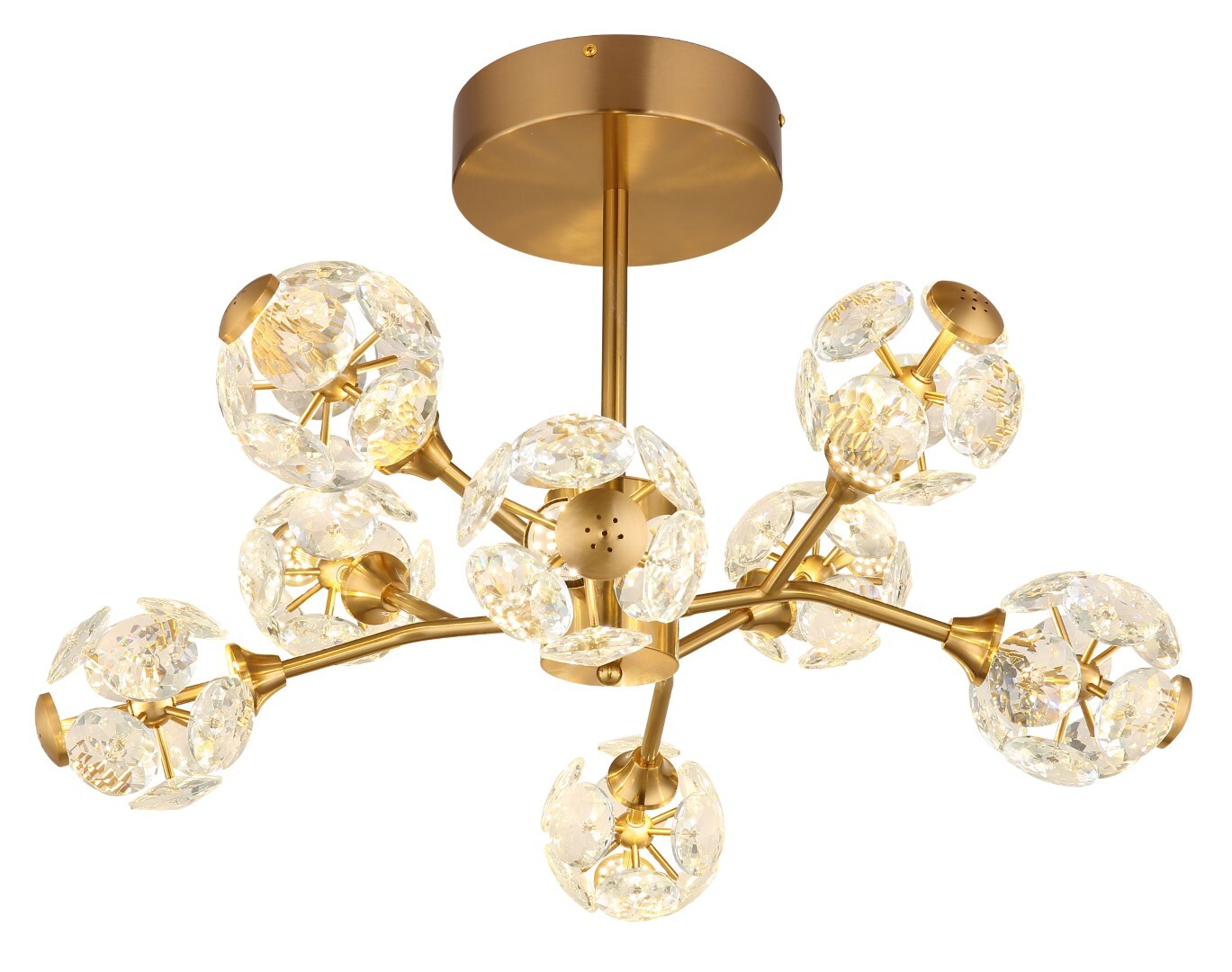 LED-Deckenleuchte - goldfarben - klar - 8-flammig - Ø 65 cm