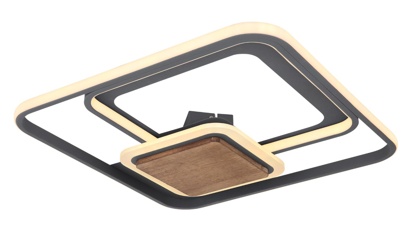LED-Deckenleuchte - graphit-holzfarben-opal - 50 cm