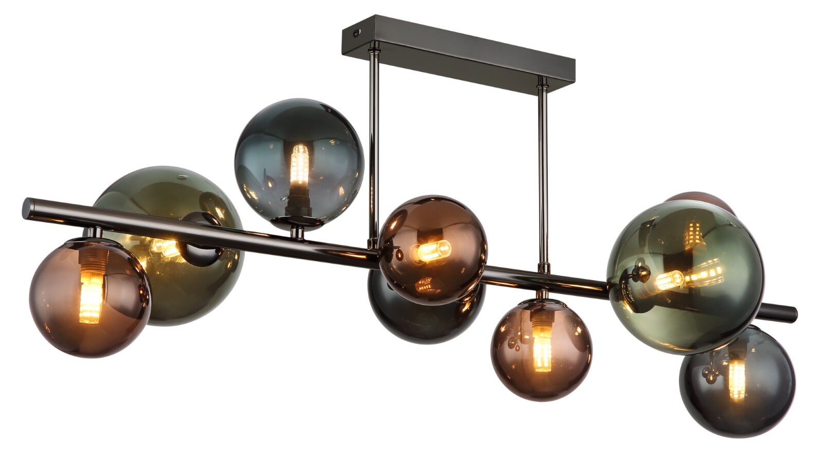 LED-Deckenleuchte - grau matt - Metall - 9-flammig