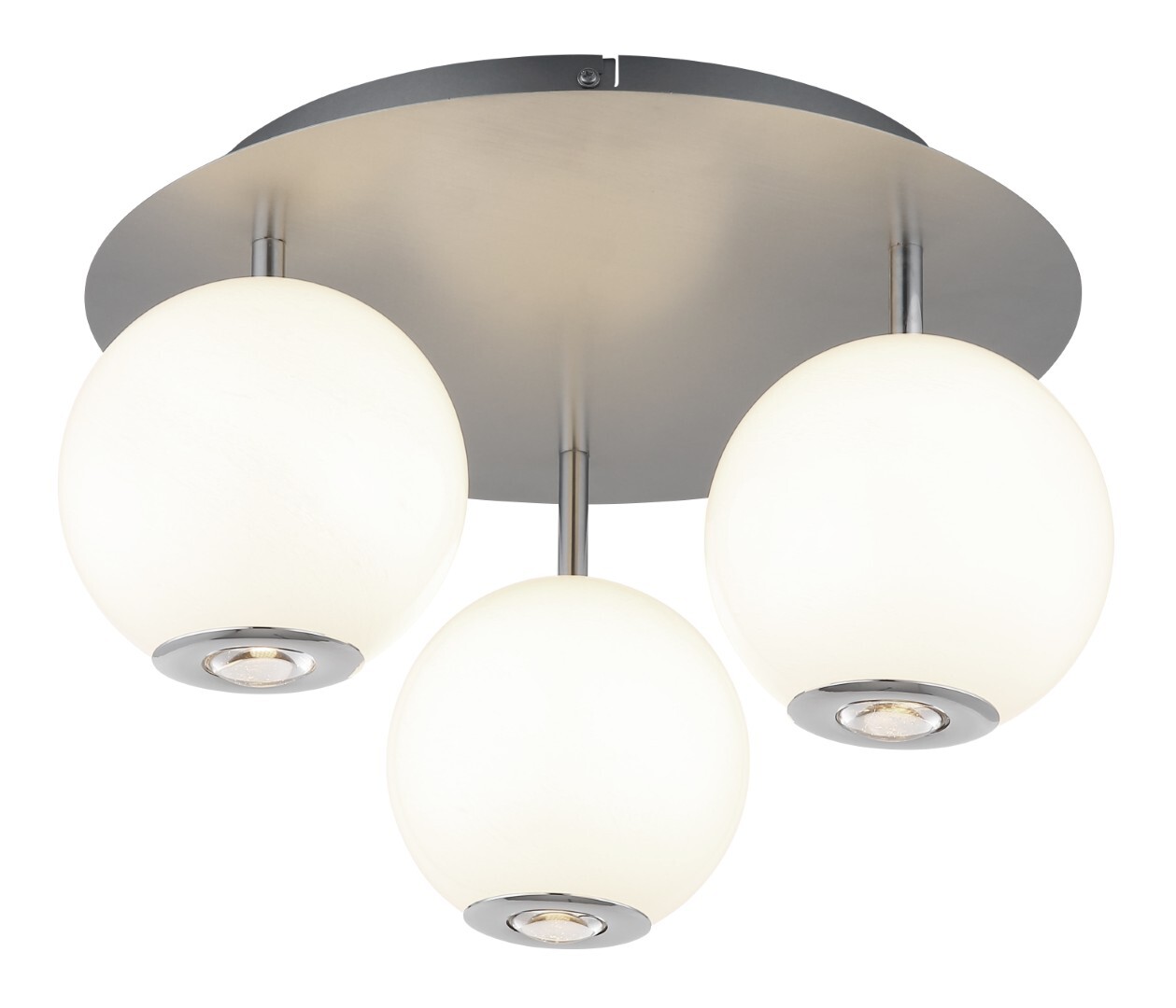 LED-Deckenleuchte - grau matt - opal klar - 3 Glaskugeln