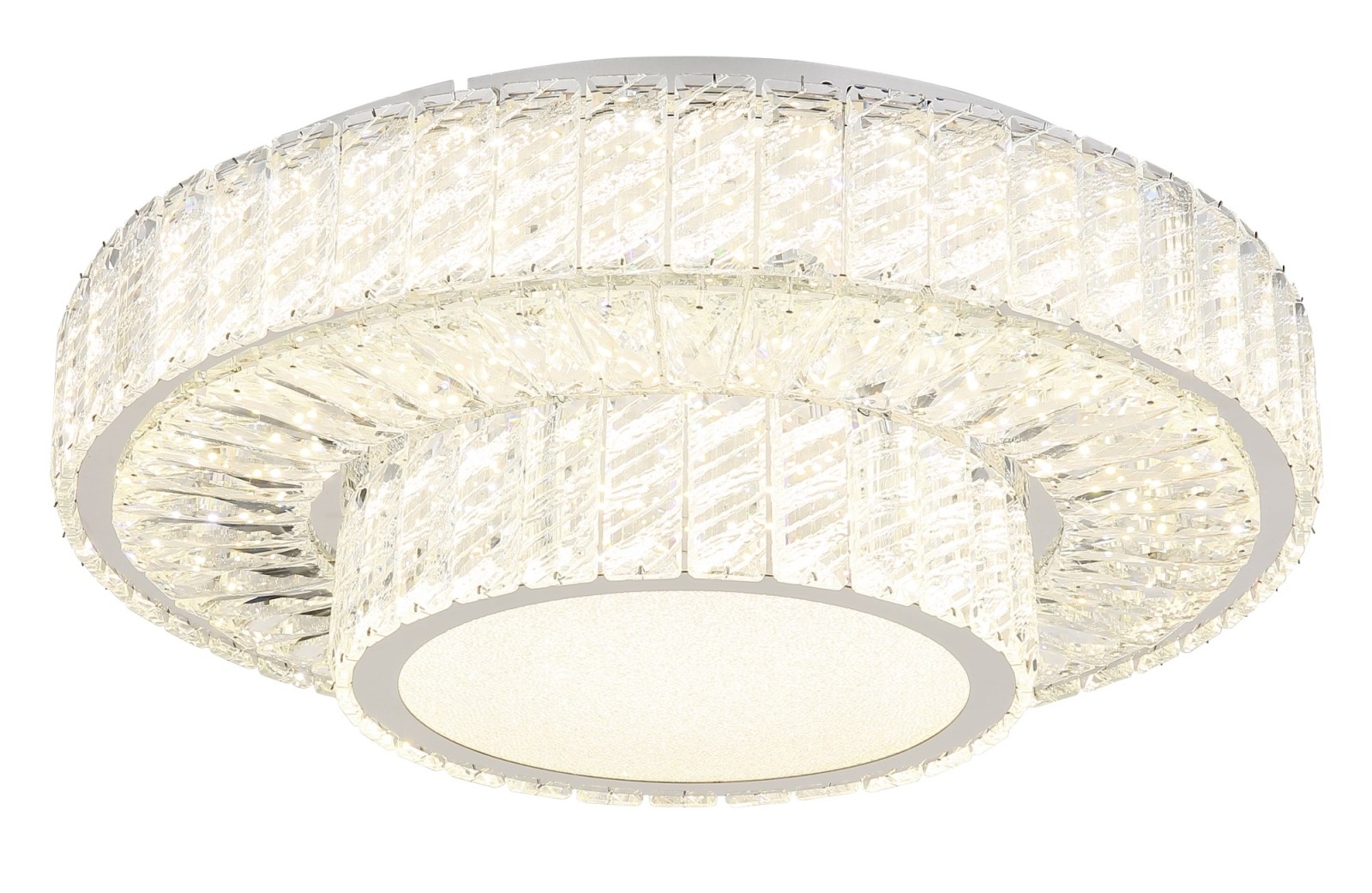 LED-Deckenleuchte - klar - Chromringe - mit Fernbedienung - Ø 50 cm