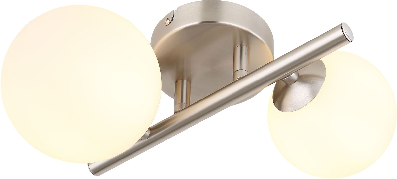 LED-Deckenleuchte - Nickel matt - opal - 2-flammig