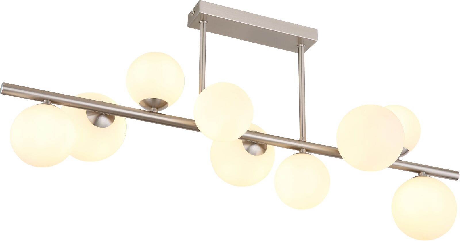 LED-Deckenleuchte - Nickel matt - opal - 9-flammig