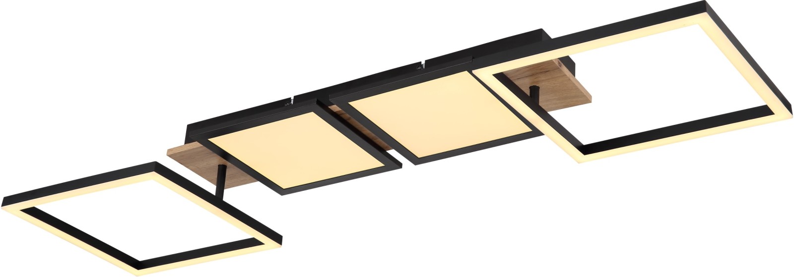 LED-Deckenleuchte -  schwarz-holzfarben - 100 cm