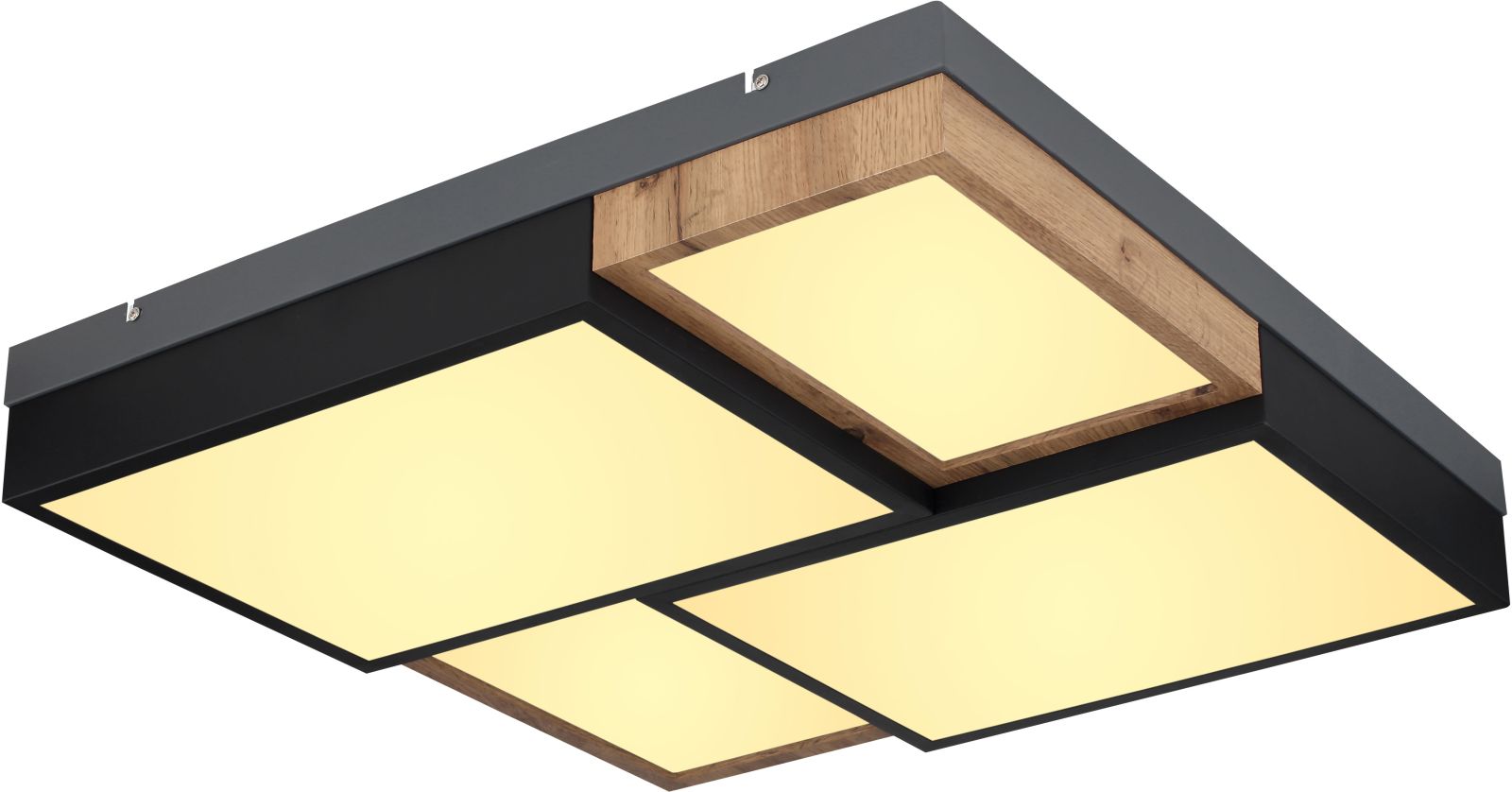 LED-Deckenleuchte - schwarz - Holzoptik - Memoryfunktion