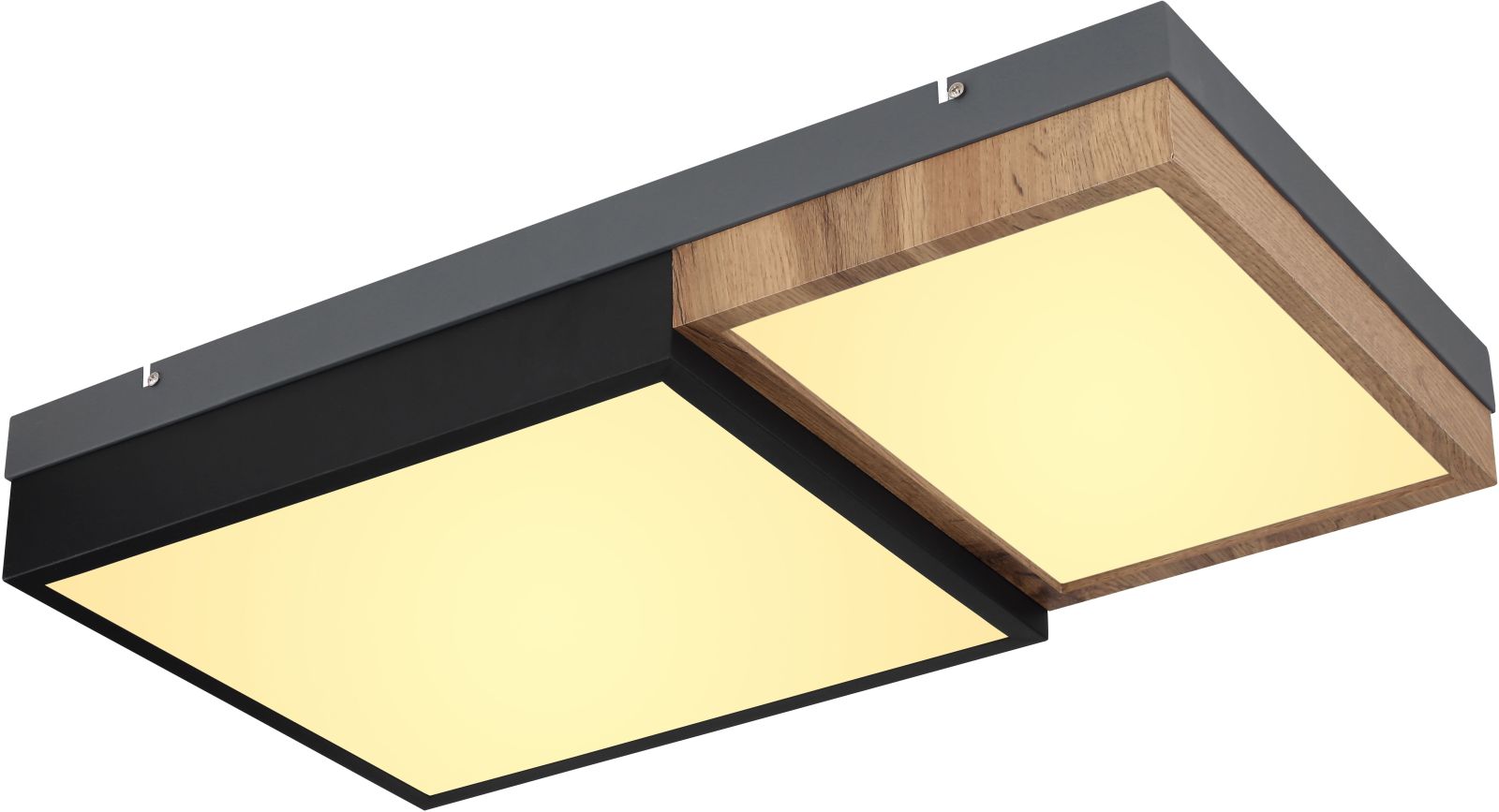 LED-Deckenleuchte - schwarz - Holzoptik - Memoryfunktion
