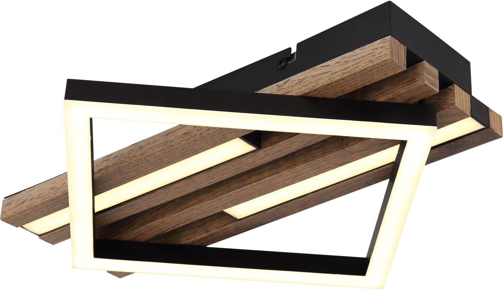 LED-Deckenleuchte - schwarz-Holzoptik - opal - 33 cm