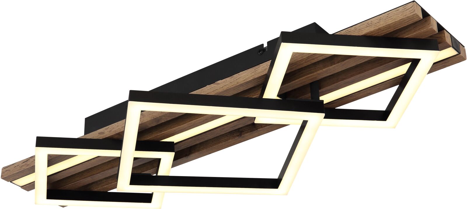 LED-Deckenleuchte - schwarz - Holzoptik - opal - 61 cm