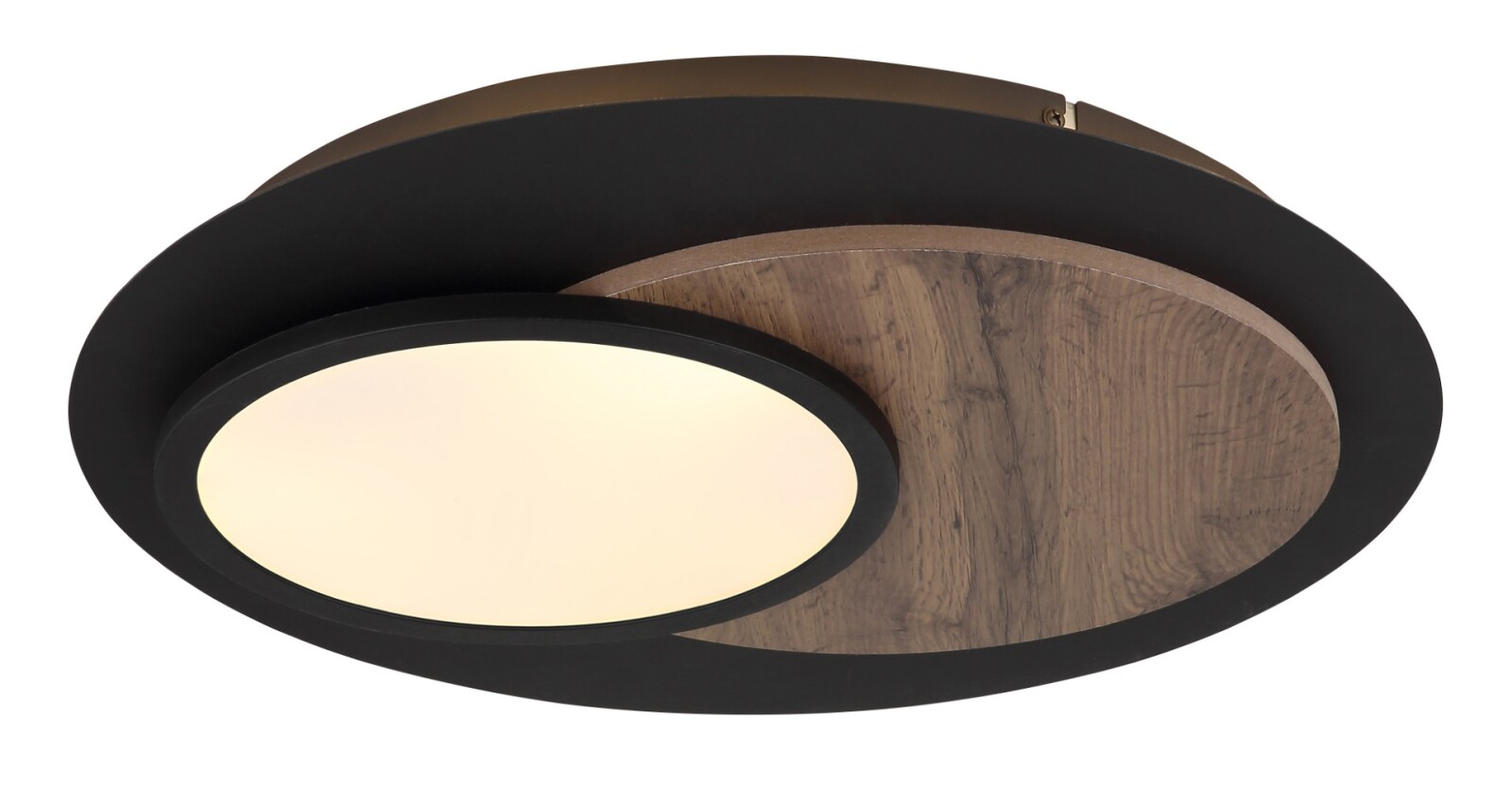 LED-Deckenleuchte - schwarz - Holzoptik - opal - Memoryfunktion