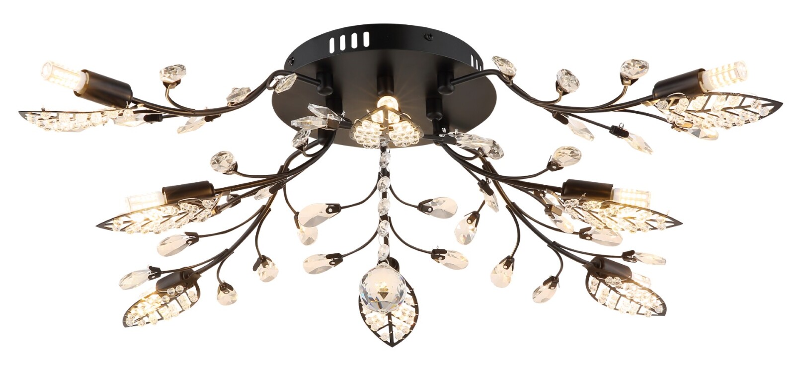 LED-Deckenleuchte - schwarz matt - Acrylkristalle - Ø 76 cm