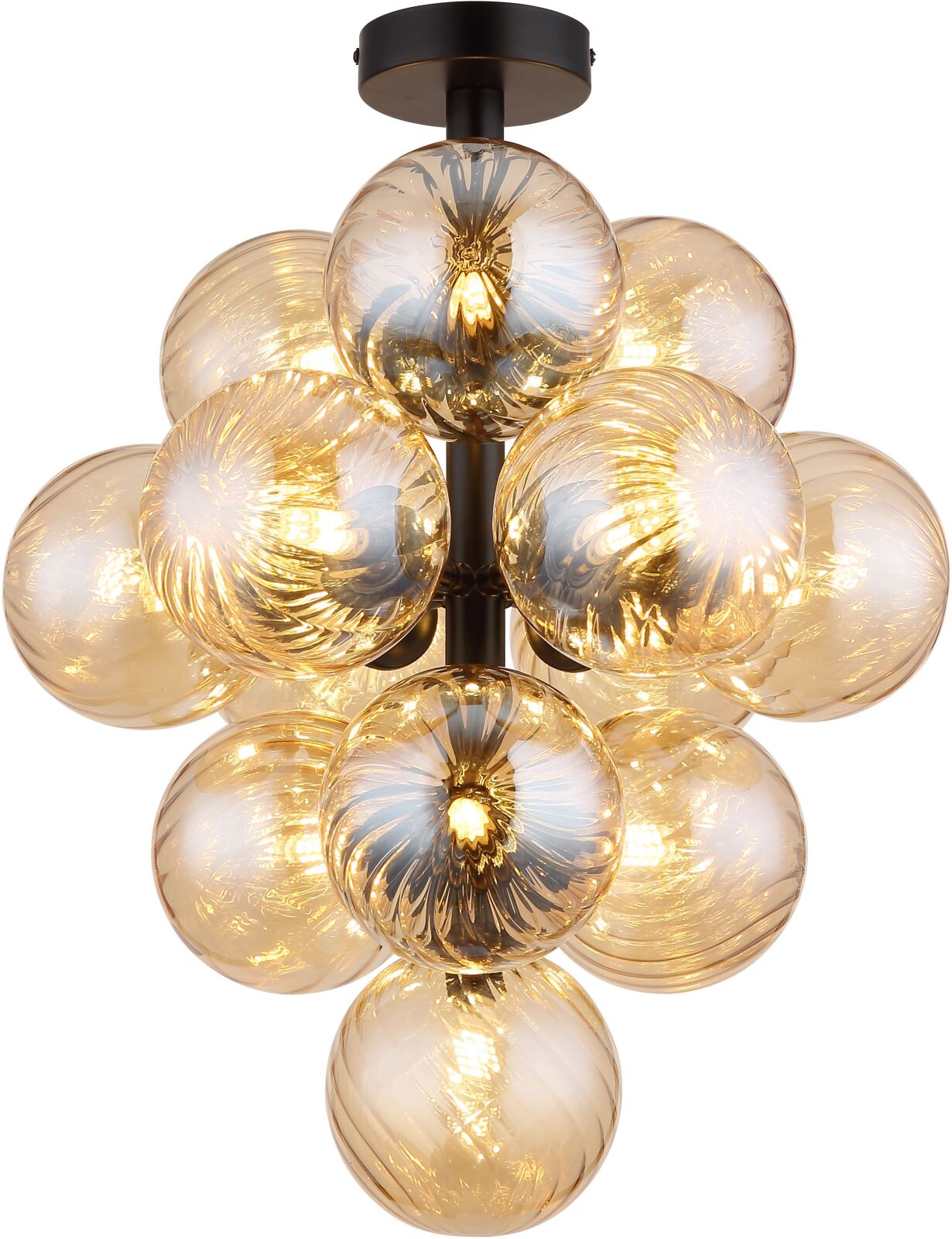 LED-Deckenleuchte - schwarz matt - amber - 13-flammig