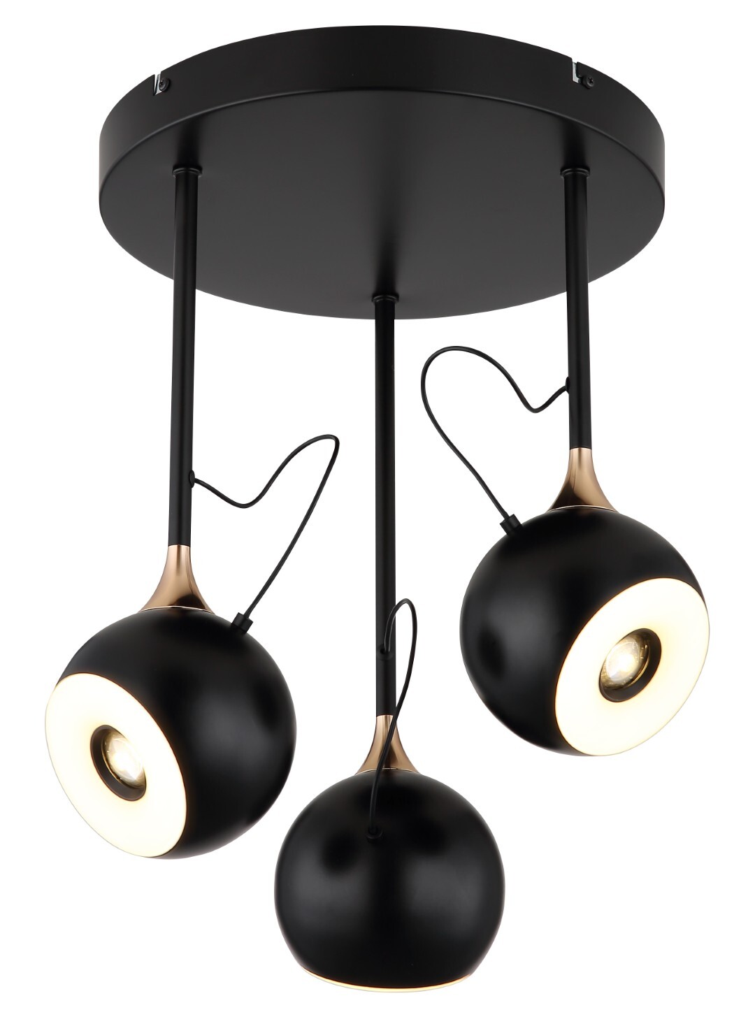 LED-Deckenleuchte - schwarz matt - goldfarben - 3-flammig - beweglich