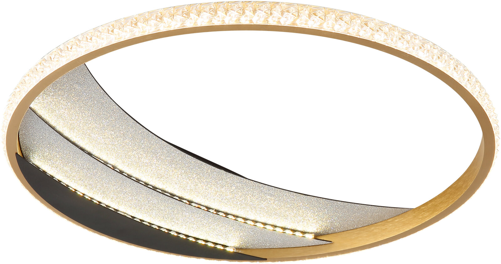 LED-Deckenleuchte - schwarz matt - goldfarben - Memoryfunktion - Ø 41 cm