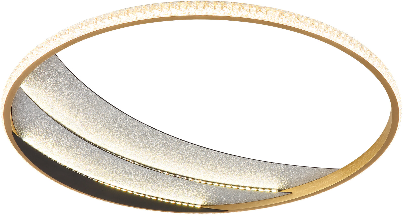 LED-Deckenleuchte - schwarz matt - goldfarben - Memoryfunktion - Ø 52 cm