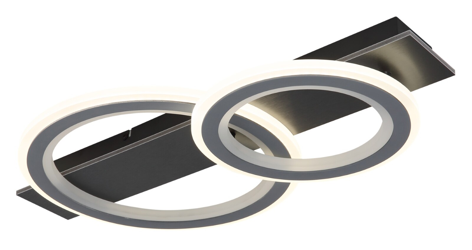 LED-Deckenleuchte - schwarz matt - grau - mit Fernbedienung - 63 cm
