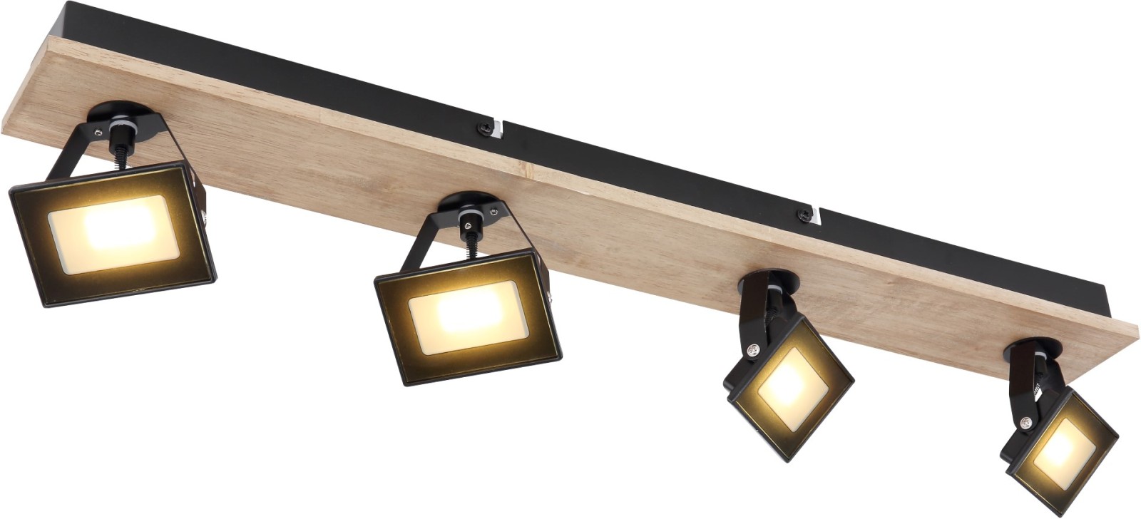 LED-Deckenleuchte - schwarz matt - holzfarben - 4-flammig
