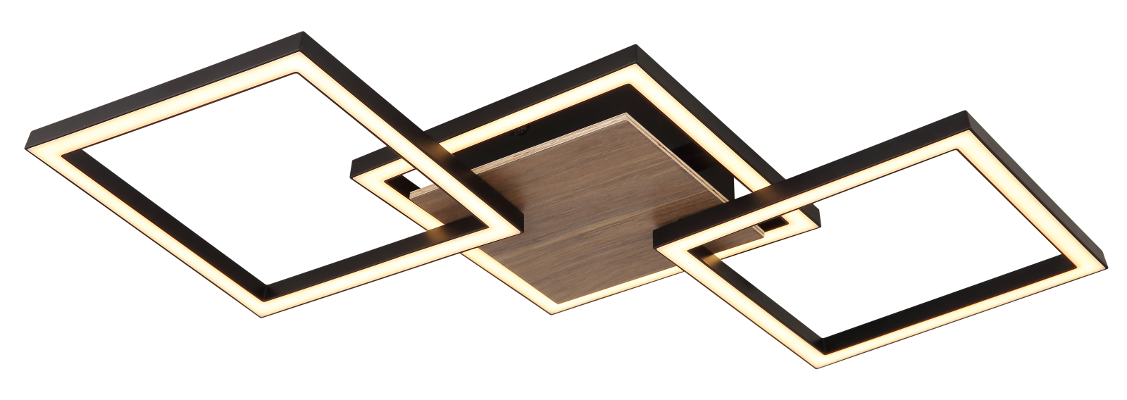 LED-Deckenleuchte -schwarz matt - Holzoptik - 63 cm