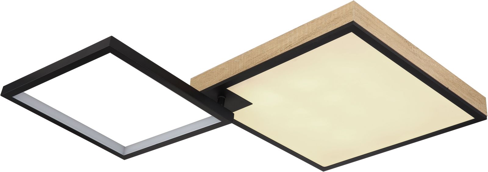 LED-Deckenleuchte - schwarz-matt - Holzoptik - 85,5 cm