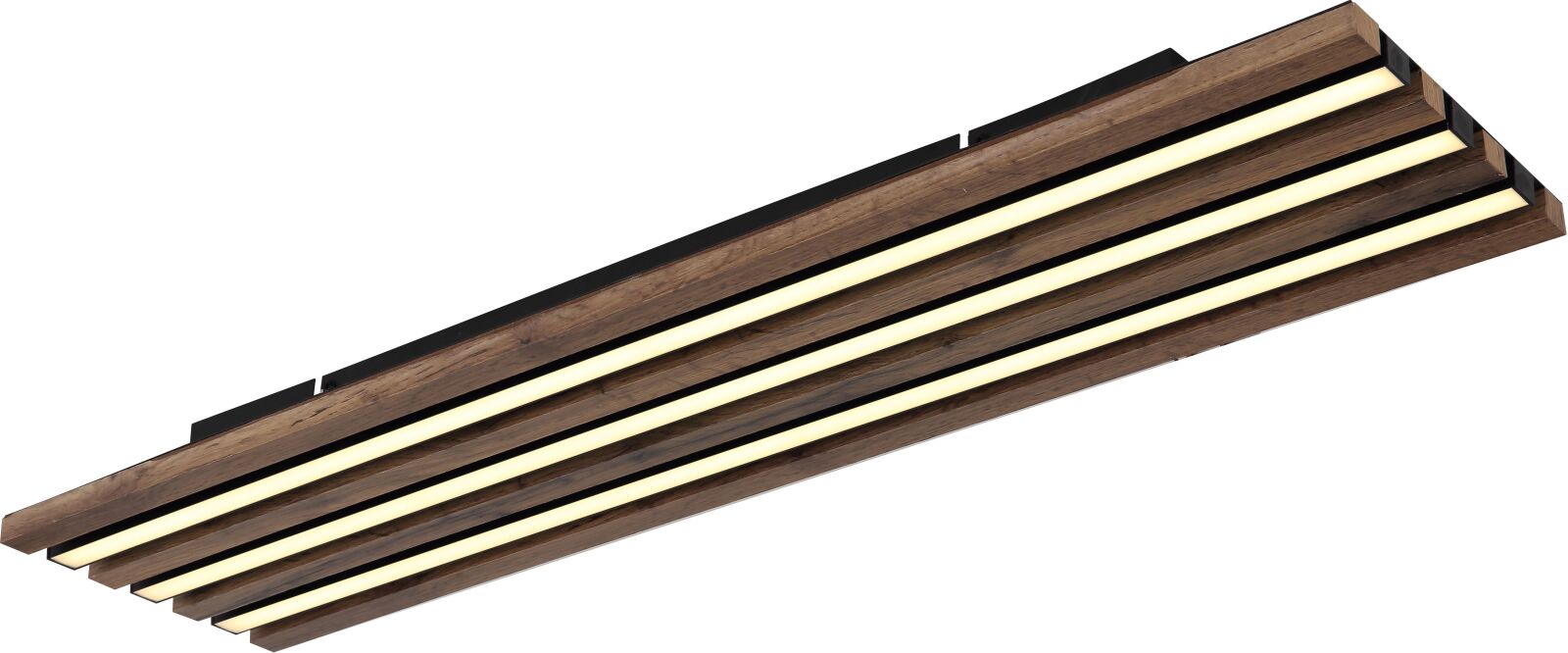 LED-Deckenleuchte - schwarz matt - Holzoptik dunkel - 80 cm