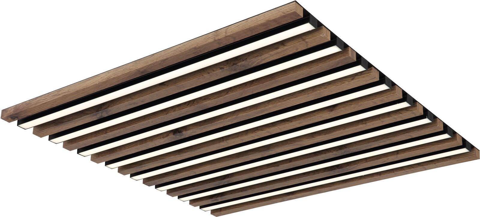 LED-Deckenleuchte - schwarz matt - Holzoptik dunkel - Fernbedienung
