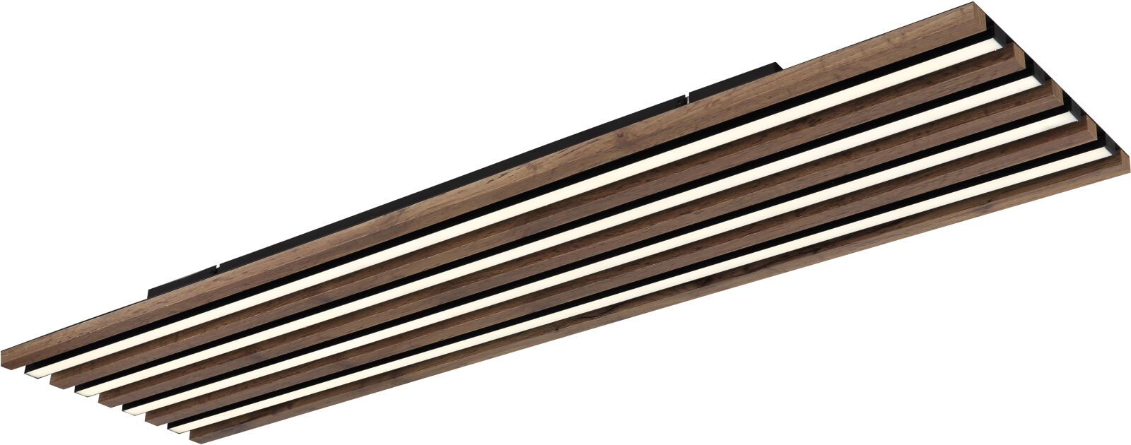 LED-Deckenleuchte - schwarz matt - Holzoptik dunkel - Fernbedienung