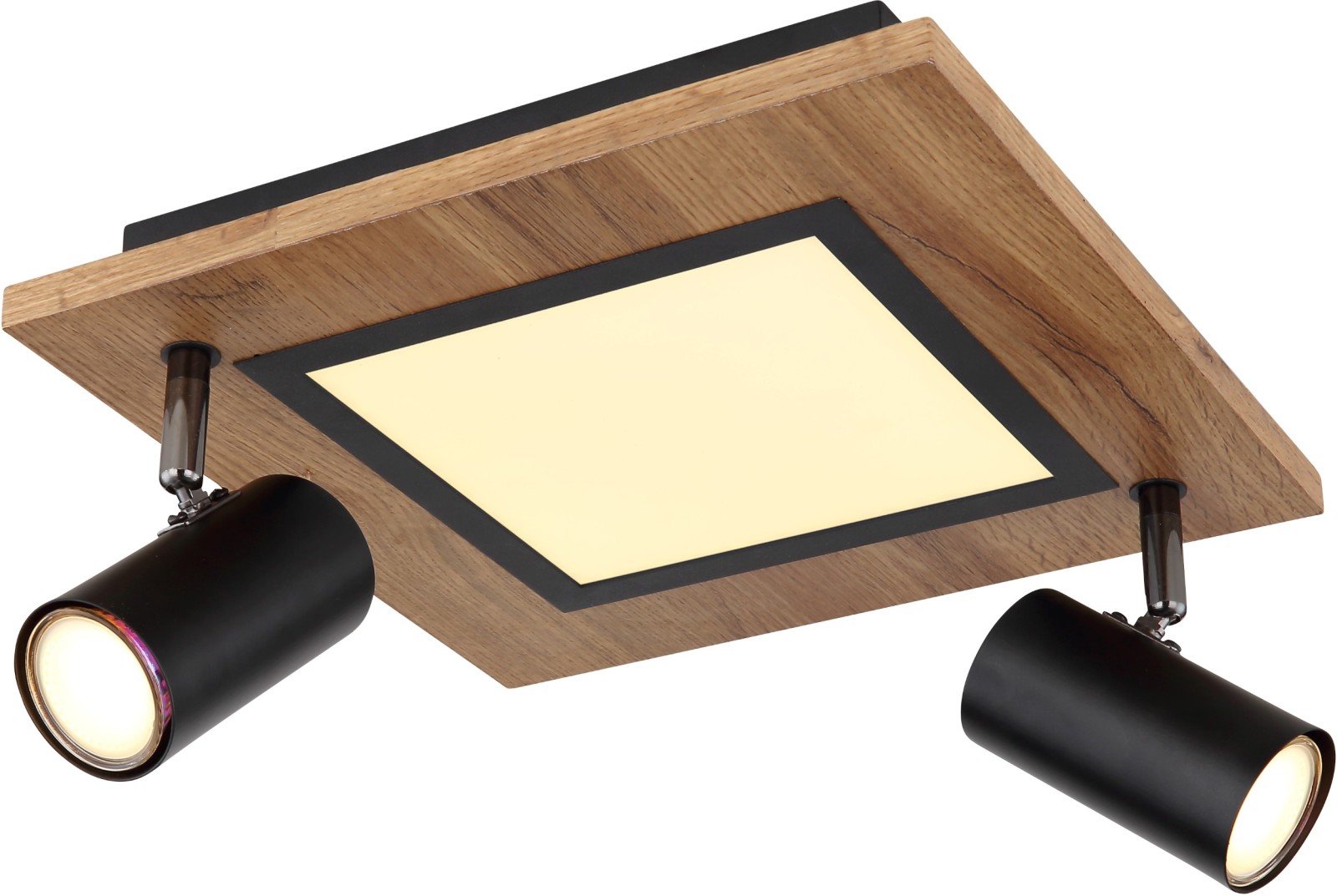 LED-Deckenleuchte - schwarz matt - Holzoptik