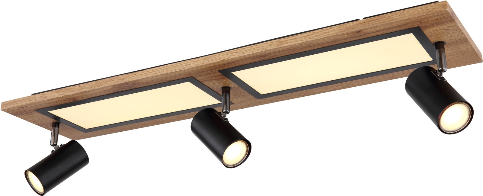 LED-Deckenleuchte - schwarz matt - Holzoptik