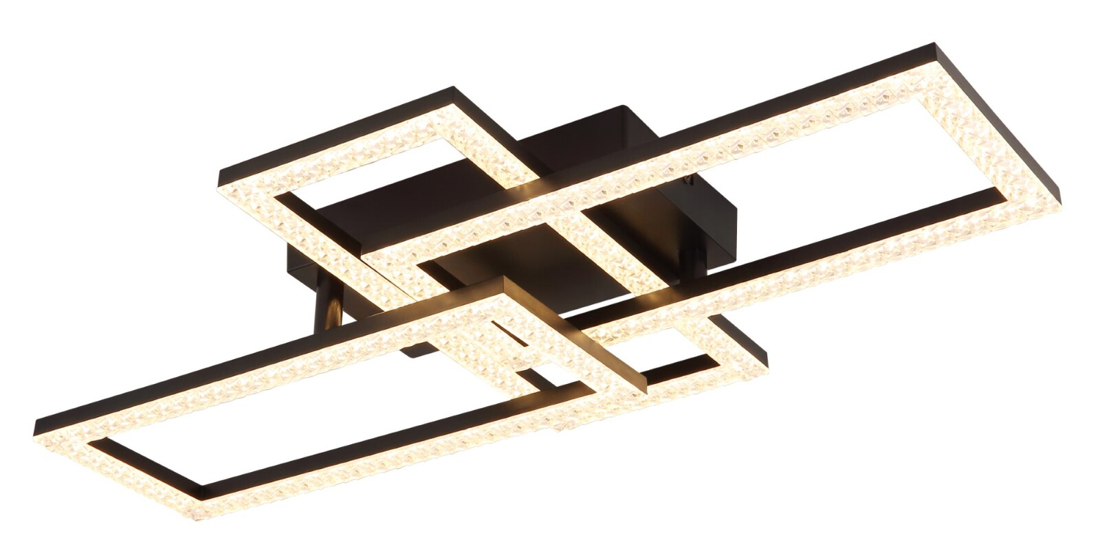 LED-Deckenleuchte - schwarz matt - Kunststoffkristalle - 3-flammig