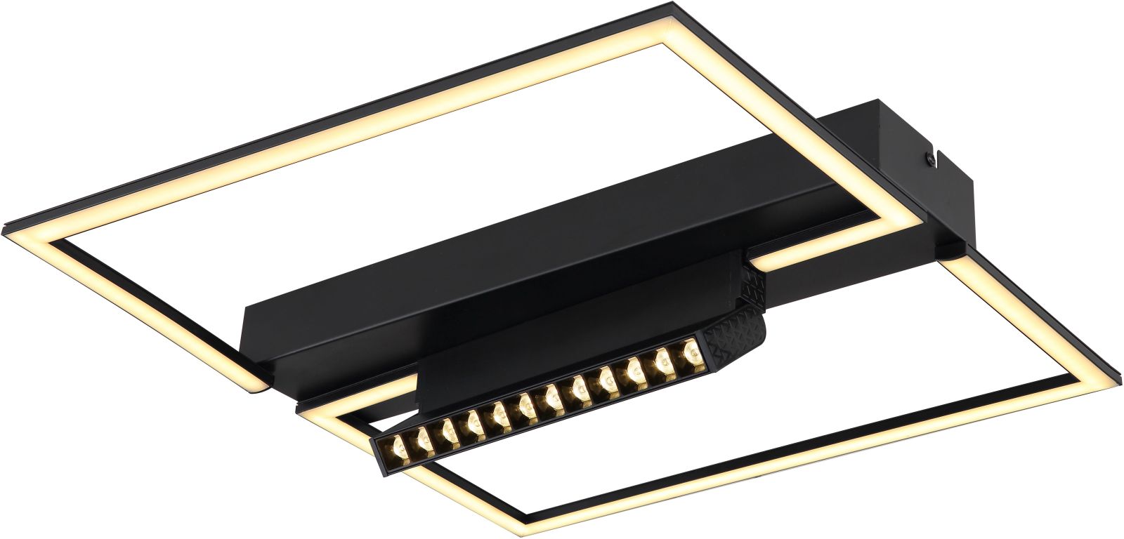 LED-Deckenleuchte - schwarz matt - opal - 42x42 cm