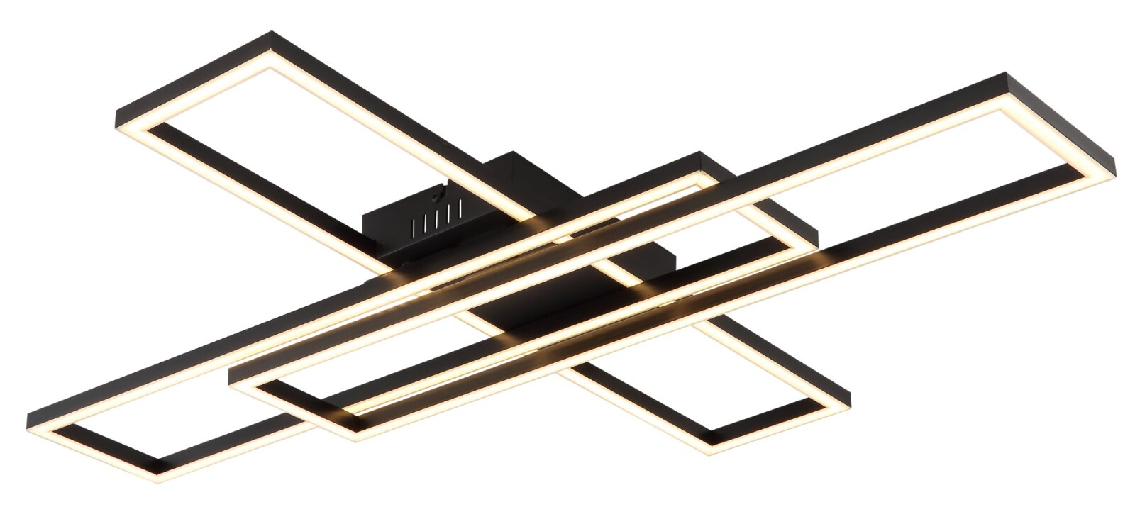 LED-Deckenleuchte - schwarz matt - opal - 80x60 cm