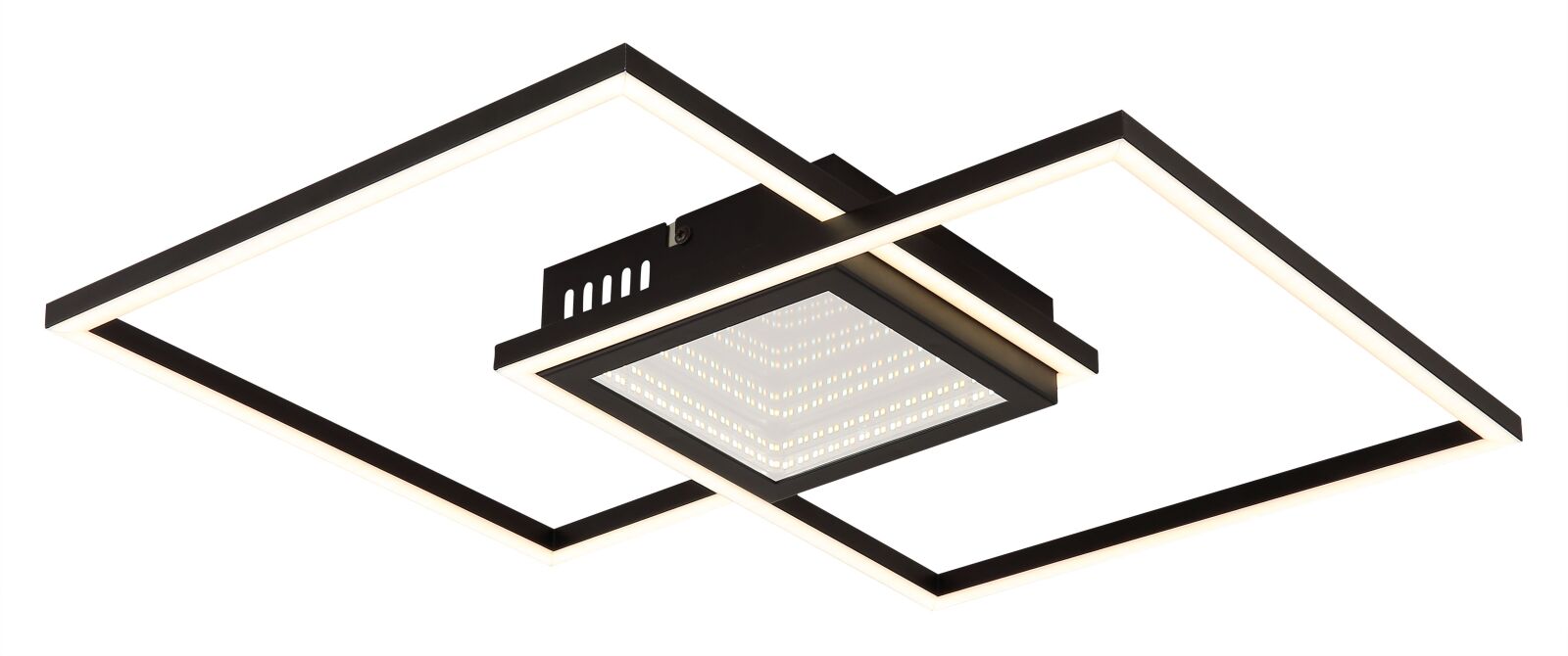 LED-Deckenleuchte - schwarz matt - opal verspiegelt - Memoryfunktion - 42,5x42,5 cm