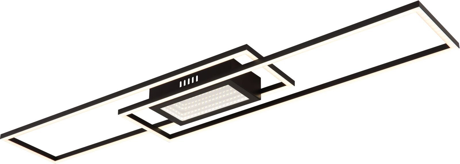 LED-Deckenleuchte - schwarz matt - opal verspiegelt - Memoryfunktion - 96 cm