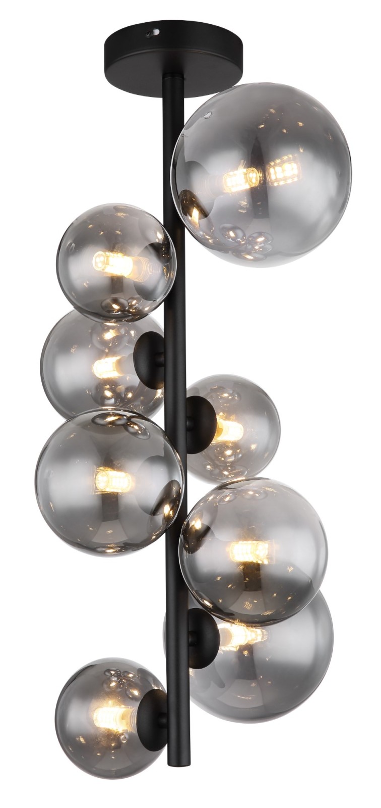 LED-Deckenleuchte - schwarz matt-rauchfarben - 8-flammig