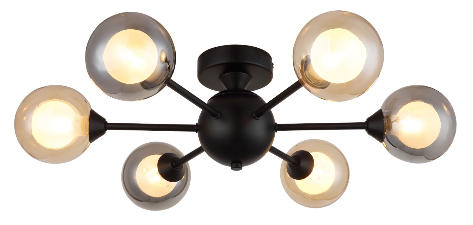 LED-Deckenleuchte - schwarz matt - rauchfarben - amber - Ø 55 cm