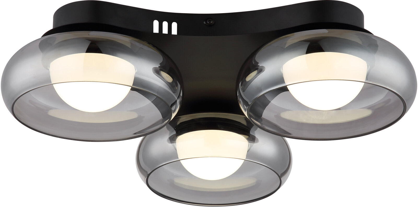 LED-Deckenleuchte - schwarz matt - rauchgrau - Memoryfunktion - Ø 50 cm