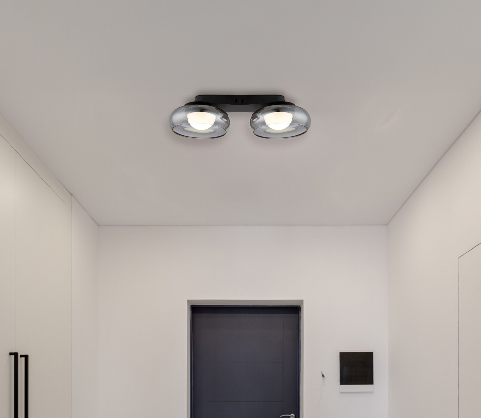 LED-Deckenleuchte - schwarz matt - rauchgrau - Memoryfunktion - 45 cm